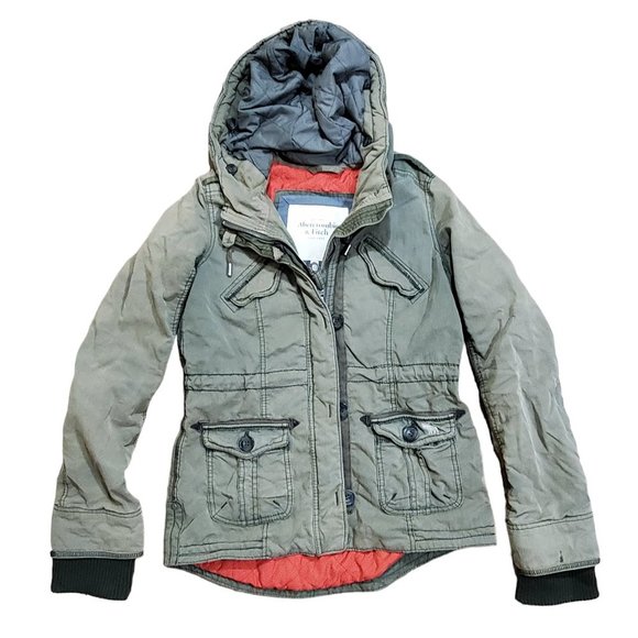 Abercrombie & Fitch Jackets & Blazers - Abercrombie & Fitch NY Drab Green Full Zip Hooded Jacket Womens Size XS